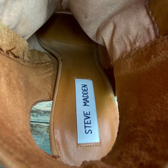 Steve Madden Tulisa Womens Size 10M Ankle Boot Brown Nubuck Leather Open Toe Zip - Picture 5 of 11